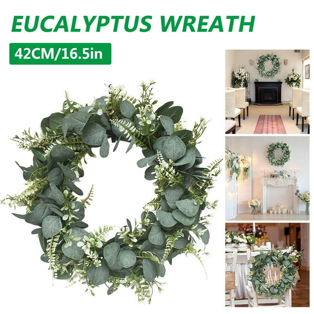 Artificial Wreath Front Door Eucalyptus Wreath Round Green Wall Party Decor Xmas Artificial Wreath Front Door Eucalyptus Wreath Round Green Wall Party Decor Xmas